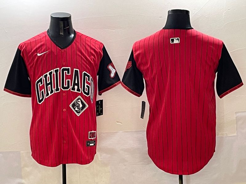 Men Chicago White Sox Blank Red Stripe Joint Name 2025 Nike MLB Jersey style 4->chicago white sox->MLB Jersey